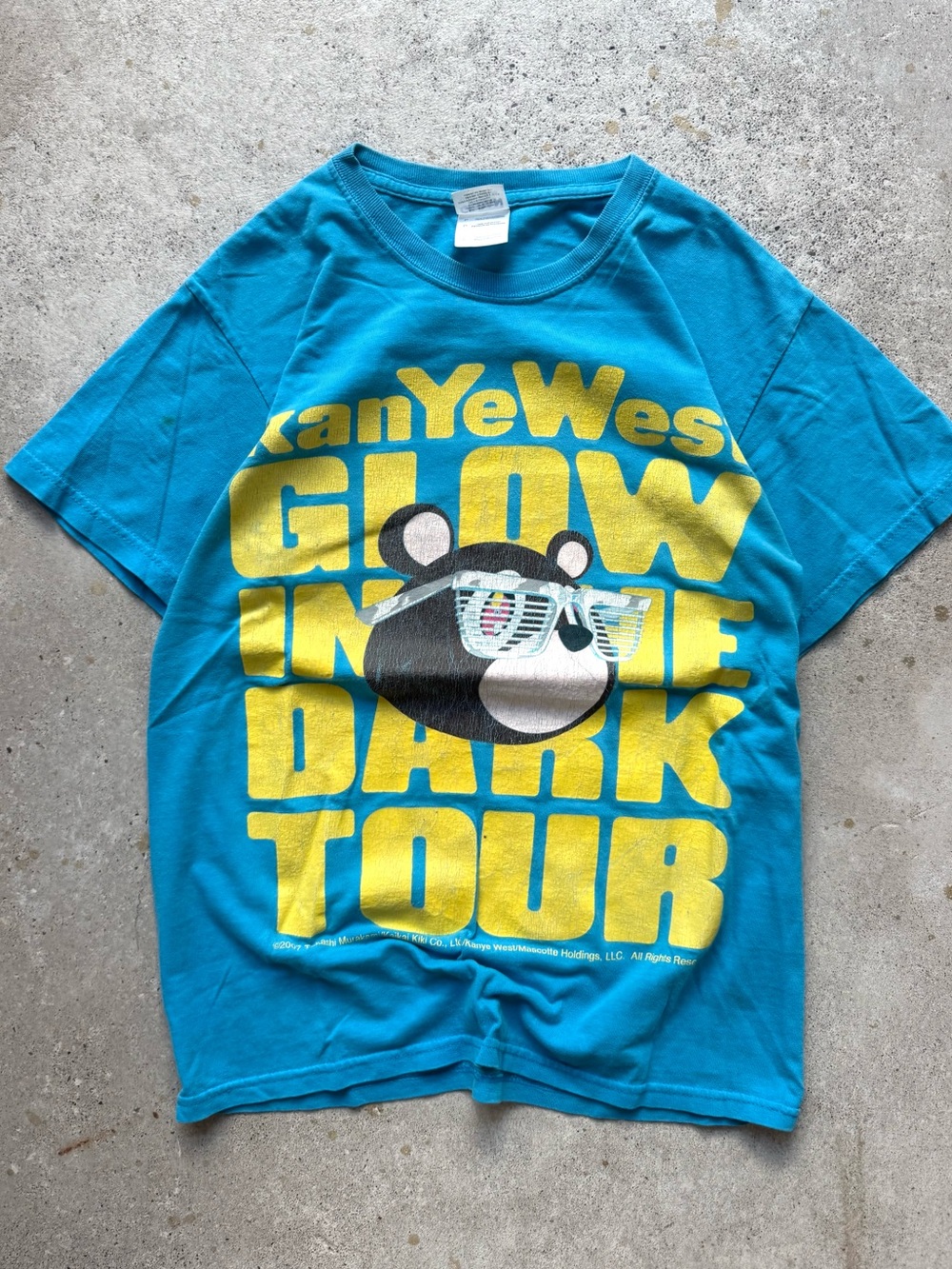 2007 Kanye West Graduation Bear Double Sided Tour Rap Tee S 19x25